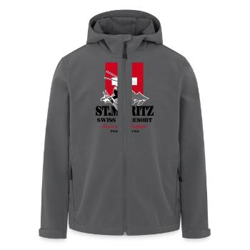 St.Moritz - Ski Alpine - Swiss Flag - Recycelte Männer Softshell-Jacke von Stanley/Stella - Anthrazit - Vorne - AI Model Male 185 light (185cm)