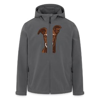 Galgo Español - Portrait - 20250603 - Recycelte Männer Softshell-Jacke von Stanley/Stella - Anthrazit - Vorne - AI Model Male 185 light (185cm)