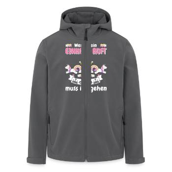 Einhorn ruft - ich muss gehen - Recycelte Männer Softshell-Jacke von Stanley/Stella - Anthrazit - Vorne - AI Model Male 185 light (185cm)