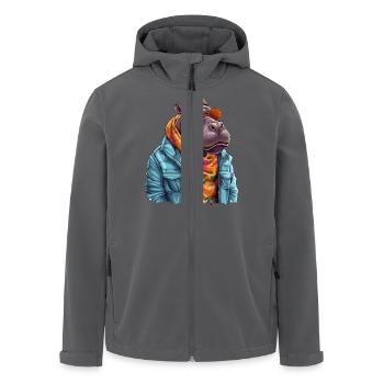 Nilpferd-Graffiti. Verborgene Stärke und Macht. - Recycelte Männer Softshell-Jacke von Stanley/Stella - Anthrazit - Vorne - AI Model Male 185 light (185cm)
