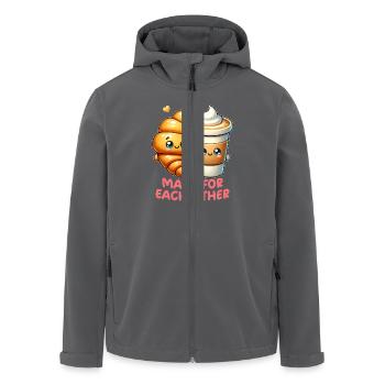 Cappuccino und Croissants - Recycelte Männer Softshell-Jacke von Stanley/Stella - Anthrazit - Vorne - AI Model Male 185 light (185cm)