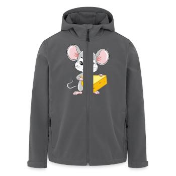 Süße Babymaus mit einem Stück Käse - Recycelte Männer Softshell-Jacke von Stanley/Stella - Anthrazit - Vorne - AI Model Male 185 light (185cm)