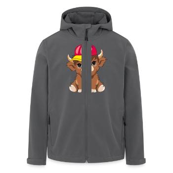 Süßes Highland-Kalb mit Baseballkappe - Recycelte Männer Softshell-Jacke von Stanley/Stella - Anthrazit - Vorne - AI Model Male 185 light (185cm)
