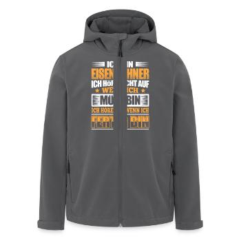 EISENBAHNER - Der Fertigsteller - Recycelte Männer Softshell-Jacke von Stanley/Stella - Anthrazit - Vorne - AI Model Male 185 light (185cm)