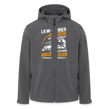 Trucker LKW-Fahrer Fernfahrer LKW Brummi Truck - Recycelte Männer Softshell-Jacke von Stanley/Stella - Anthrazit - Vorne - AI Model Male 185 light (185cm)