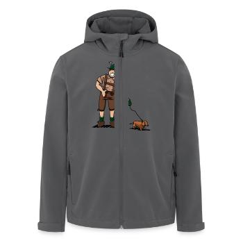 Bayer in Lederhosen mit Dackel - Recycelte Männer Softshell-Jacke von Stanley/Stella - Anthrazit - Vorne - AI Model Male 185 light (185cm)