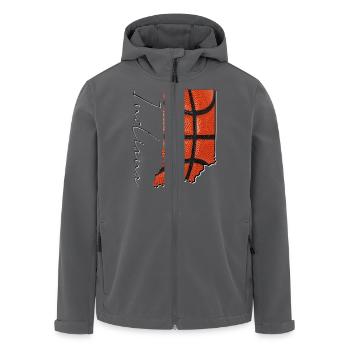 Echter Basketball in Indiana State Landkarte IN - Recycelte Männer Softshell-Jacke von Stanley/Stella - Anthrazit - Vorne - AI Model Male 185 light (185cm)