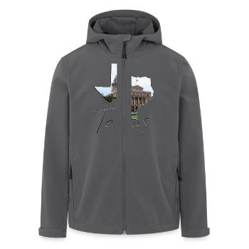 Texas State Capitol in Texas State Landkarte TX - Recycelte Männer Softshell-Jacke von Stanley/Stella - Anthrazit - Vorne - AI Model Male 185 light (185cm)