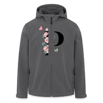 Lettre p fleurs rose - Veste softshell homme en polyester recyclé Stanley/Stella - charbon - Devant - AI Model Male 185 light (185cm)