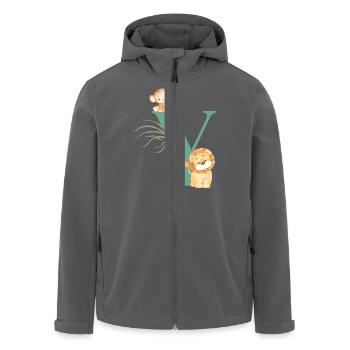 Buchstabe y grüne Dschungeltiere - Recycelte Männer Softshell-Jacke von Stanley/Stella - Anthrazit - Vorne - AI Model Male 185 light (185cm)