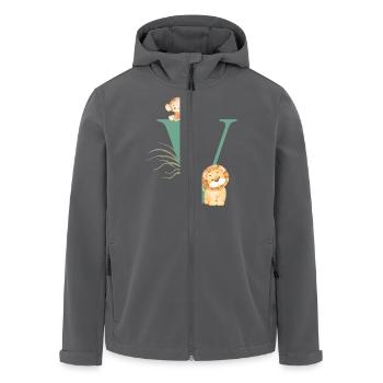 Buchstabe v grüne Dschungeltiere - Recycelte Männer Softshell-Jacke von Stanley/Stella - Anthrazit - Vorne - AI Model Male 185 light (185cm)