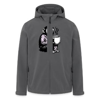 Ohne Kaffee am Morgen - Recycelte Männer Softshell-Jacke von Stanley/Stella - Anthrazit - Vorne - AI Model Male 185 light (185cm)