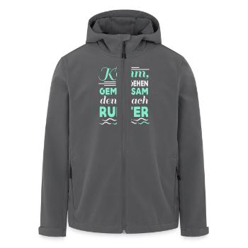 Gemeinsam den Bach runter Spruch Geschenk - Recycelte Männer Softshell-Jacke von Stanley/Stella - Anthrazit - Vorne - AI Model Male 185 light (185cm)