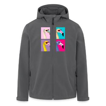 Pop Art Flamingo With Sunglasses - Recycelte Männer Softshell-Jacke von Stanley/Stella - Anthrazit - Vorne - AI Model Male 185 light (185cm)