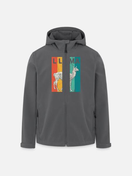 Lama Alpaka Retro - Recycelte Männer Softshell-Jacke von Stanley/Stella - Anthrazit
