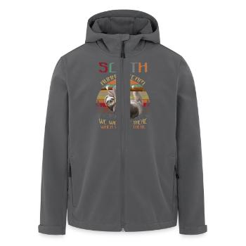 Sloth Running Team We'll Get There Funny Sloth - Recycelte Männer Softshell-Jacke von Stanley/Stella - Anthrazit - Vorne - AI Model Male 185 light (185cm)