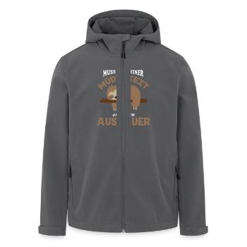 Eins muss ich meiner Müdigkeit ja lassen Faultier - Recycelte Männer Softshell-Jacke von Stanley/Stella - Anthrazit - Vorne - AI Model Male 185 light (185cm)