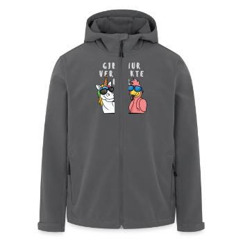 Gibt nur verrückte hier Einhorn und Flamingo - Recycelte Männer Softshell-Jacke von Stanley/Stella - Anthrazit - Vorne - AI Model Male 185 light (185cm)