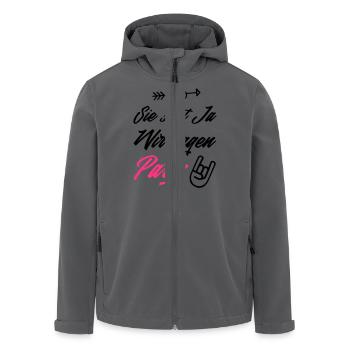 sie sagt ja wir party - Recycelte Männer Softshell-Jacke von Stanley/Stella - Anthrazit - Vorne - AI Model Male 185 light (185cm)
