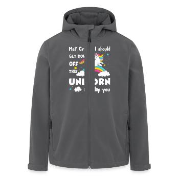 Einhorn Lustiges Einhorn - Recycelte Männer Softshell-Jacke von Stanley/Stella - Anthrazit - Vorne - AI Model Male 185 light (185cm)