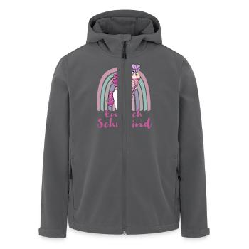 Endlich Schulkind Einhorn mit Regenbogen - Recycelte Männer Softshell-Jacke von Stanley/Stella - Anthrazit - Vorne - AI Model Male 185 light (185cm)