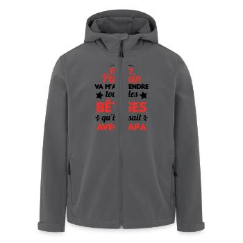Mon Parrain Va M'apprendre Les Bêtises Humour - Veste softshell homme en polyester recyclé Stanley/Stella - charbon - Devant - AI Model Male 185 light (185cm)