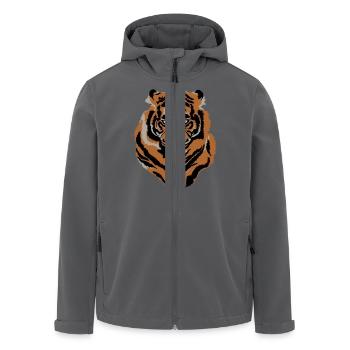 Tiger Gesicht Wild Life Kreatur Tier Tiger Lover - Recycelte Männer Softshell-Jacke von Stanley/Stella - Anthrazit - Vorne - AI Model Male 185 light (185cm)