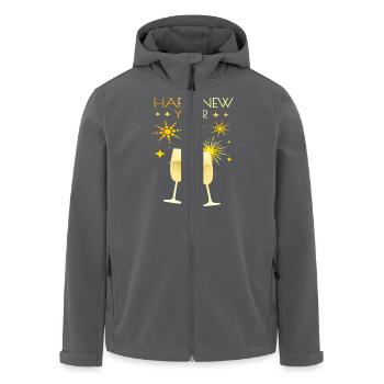 Happy New Year mit Sektglas und Feuerwerk - Recycelte Männer Softshell-Jacke von Stanley/Stella - Anthrazit - Vorne - AI Model Male 185 light (185cm)