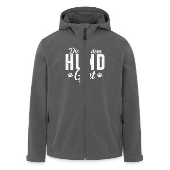 Die mit dem Hund geht Hunde Mama - Recycelte Männer Softshell-Jacke von Stanley/Stella - Anthrazit - Vorne - AI Model Male 185 light (185cm)