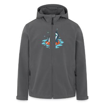 Pinguin beim Baden mit Schwimmreifen - Recycelte Männer Softshell-Jacke von Stanley/Stella - Anthrazit - Vorne - AI Model Male 185 light (185cm)