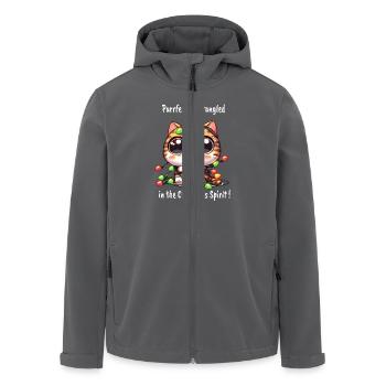 Weihnachtskatze mit verheddeter Lichterkette - Recycelte Männer Softshell-Jacke von Stanley/Stella - Anthrazit - Vorne - AI Model Male 185 light (185cm)