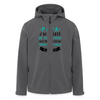 Papa J'ai Essayé De Te Trouver Le Meilleur Cadeau - Veste softshell homme en polyester recyclé Stanley/Stella - charbon - Devant - AI Model Male 185 light (185cm)