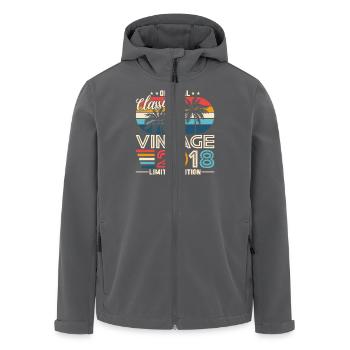 Original 2018 Vintage - 2018 Geburtstagsgeschenk - Recycelte Männer Softshell-Jacke von Stanley/Stella - Anthrazit - Vorne - AI Model Male 185 light (185cm)