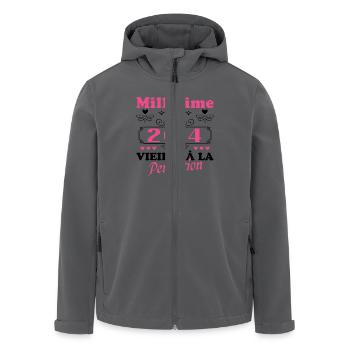 Frau Jahrgang 2014 Geburtstagsgeschenk Humor - Recycelte Männer Softshell-Jacke von Stanley/Stella - Anthrazit - Vorne - AI Model Male 185 light (185cm)