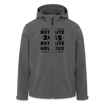 Cadeau retraite 2025 retraité heureux - Veste softshell homme en polyester recyclé Stanley/Stella - charbon - Devant - AI Model Male 185 light (185cm)