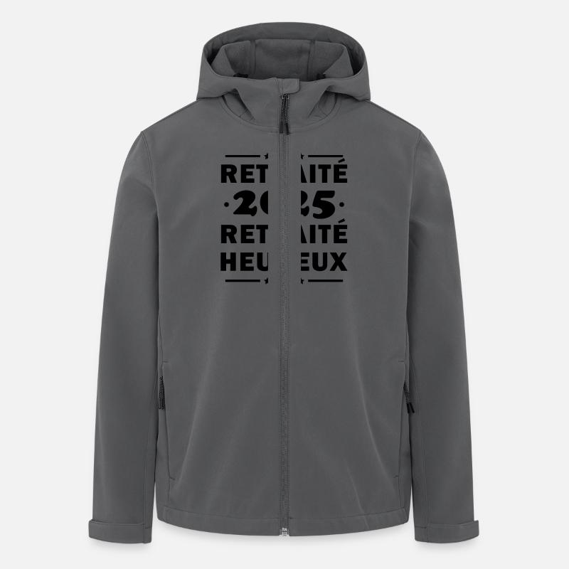 Cadeau retraite 2025 retraité heureux - Veste softshell homme en polyester recyclé Stanley/Stella - charbon