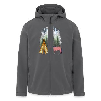 Schamanen Pferd Tipi Gebirge Berge Wald Natur USA - Recycelte Männer Softshell-Jacke von Stanley/Stella - Anthrazit - Vorne - AI Model Male 185 light (185cm)