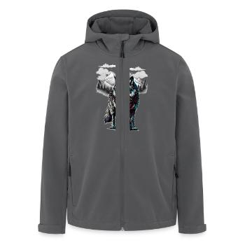 Wölfe Wolf Natur Wildnis Wildtiere Rudeltier - Recycelte Männer Softshell-Jacke von Stanley/Stella - Anthrazit - Vorne - AI Model Male 185 light (185cm)