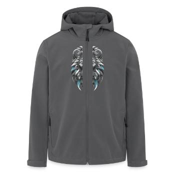 Schwarz-weißes und blaues Löwensymbol - Recycelte Männer Softshell-Jacke von Stanley/Stella - Anthrazit - Vorne - AI Model Male 185 light (185cm)