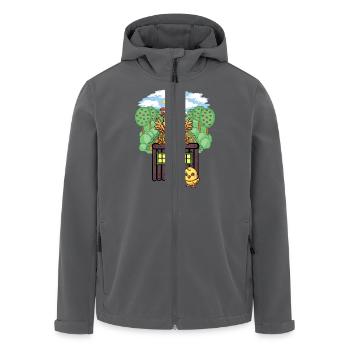 Hühner Huhn Bauwagen Garten Hühnerstall - Recycelte Männer Softshell-Jacke von Stanley/Stella - Anthrazit - Vorne - AI Model Male 185 light (185cm)