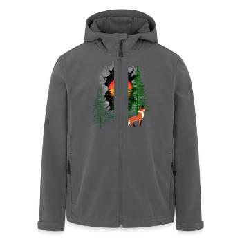 Waldbewohner Fuchs Füchse Sonnenuntergang Märchen - Recycelte Männer Softshell-Jacke von Stanley/Stella - Anthrazit - Vorne - AI Model Male 185 light (185cm)