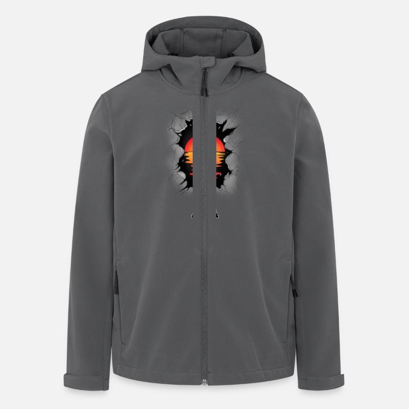 Lighthouse lighthouses maritime sunset - Men’s Recycled Softshell Jacket by Stanley/Stella - anthracite