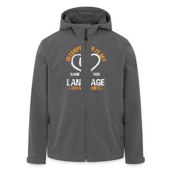 interpreter my name sign language my game Design - Recycelte Männer Softshell-Jacke von Stanley/Stella - Anthrazit - Vorne - AI Model Male 185 light (185cm)