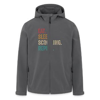 Essen Schlaf Scrollen Wiederholen - Recycelte Männer Softshell-Jacke von Stanley/Stella - Anthrazit - Vorne - AI Model Male 185 light (185cm)