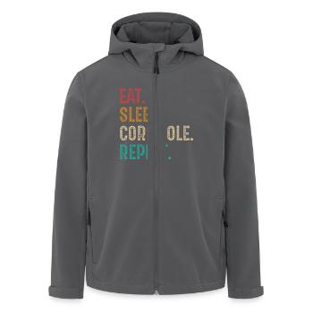 Essen Schlaf Cornhole Wiederholen - Recycelte Männer Softshell-Jacke von Stanley/Stella - Anthrazit - Vorne - AI Model Male 185 light (185cm)