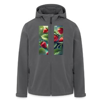 Ein Haufen frisch gepflückter Erdbeeren - Recycelte Männer Softshell-Jacke von Stanley/Stella - Anthrazit - Vorne - AI Model Male 185 light (185cm)
