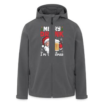 Merry Drunk I'm Christmas Spirit Wine Beer - Recycelte Männer Softshell-Jacke von Stanley/Stella - Anthrazit - Vorne - AI Model Male 185 light (185cm)
