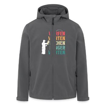 Angler WERFEN WARTEN FLUCHEN LÄNGER WARTEN - Recycelte Männer Softshell-Jacke von Stanley/Stella - Anthrazit - Vorne - AI Model Male 185 light (185cm)