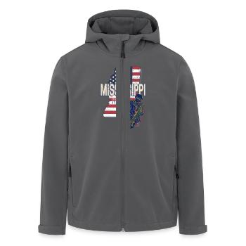 Mississippi Vereinigte Staaten Retro Landkarte - Recycelte Männer Softshell-Jacke von Stanley/Stella - Anthrazit - Vorne - AI Model Male 185 light (185cm)