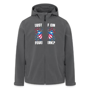 Pyrotechnik LUST AUF EIN FEUERWERK Lustiges - Recycelte Männer Softshell-Jacke von Stanley/Stella - Anthrazit - Vorne - AI Model Male 185 light (185cm)